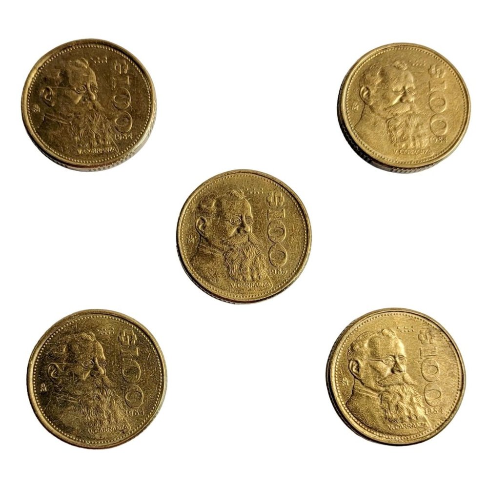 Lot Of 5 100 Peso Coins